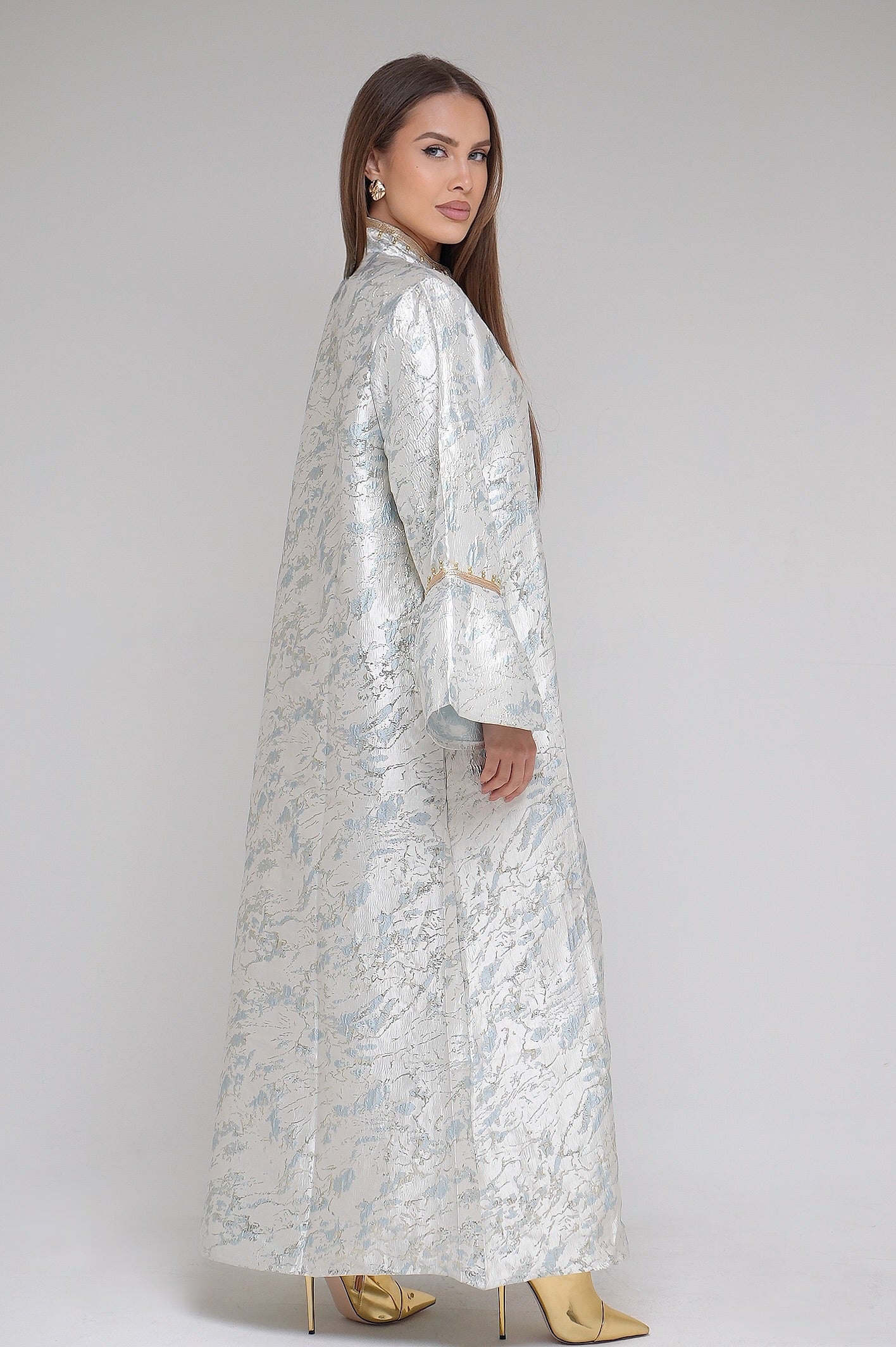 LA ABAYA BROCART BLEU CYAN