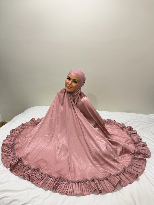 TENUE DE PRIÈRE MALAISIENNE ROSE À VOLANT