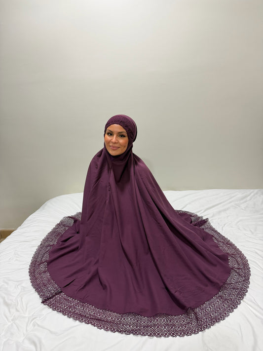 TENUE DE PRIÈRE MALAISIENNE BRODÉ VIOLETTE