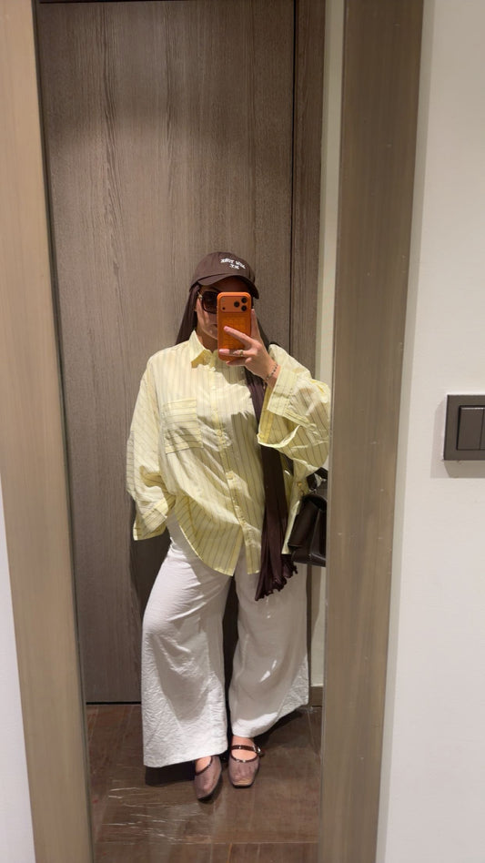 Chemise rayé jaune oversize